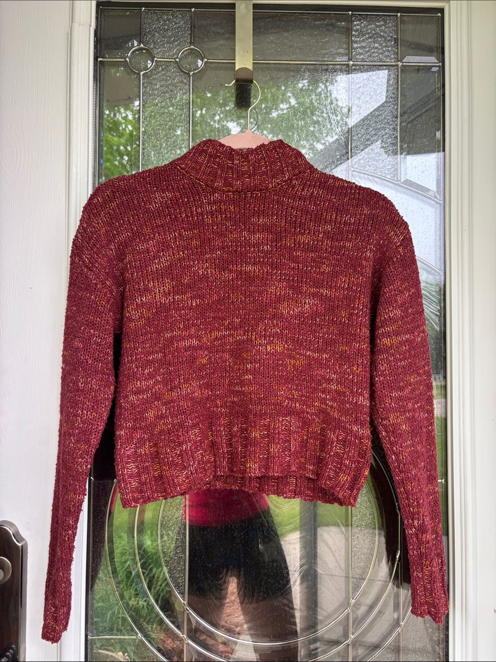 SO Women's Marled Burgundy Turtleneck Sweater